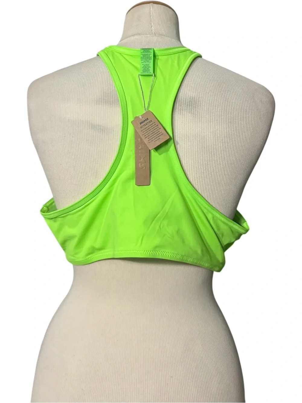 Skims Recycled Swim High Neck Racerback Top NWT Neon Green Size 2X